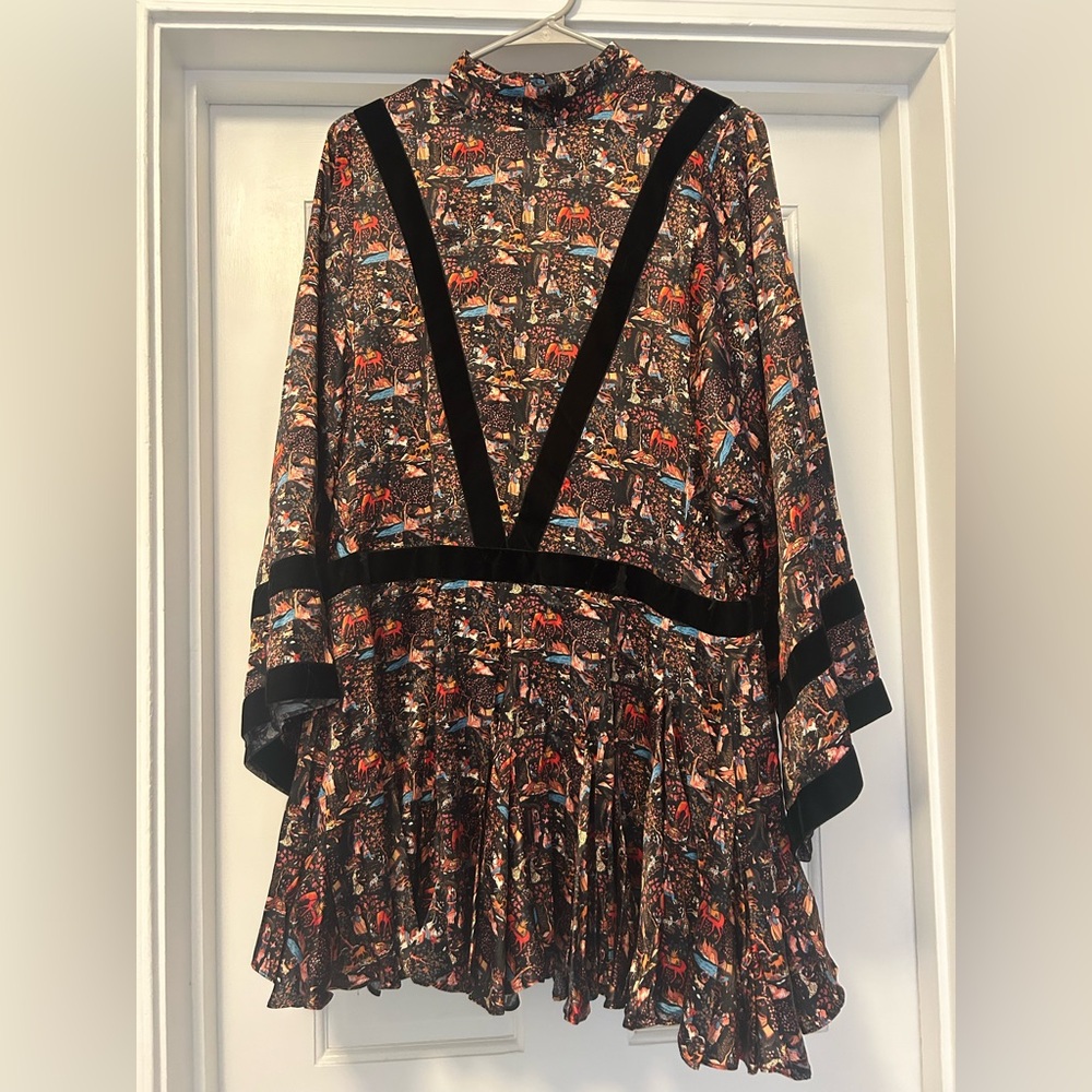Rhode Rhea Dress Size Small (S) Midnight Garden Pattern Velvet & Silk